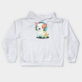 A cute dog with headphone Kids Hoodie